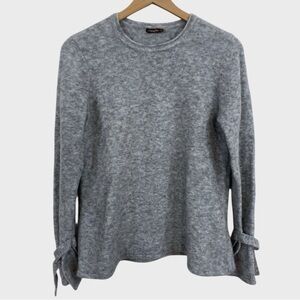 J. McLaughlin Gray Tie Sleeve Merino Will Alpaca Crew Neck Sweater Small